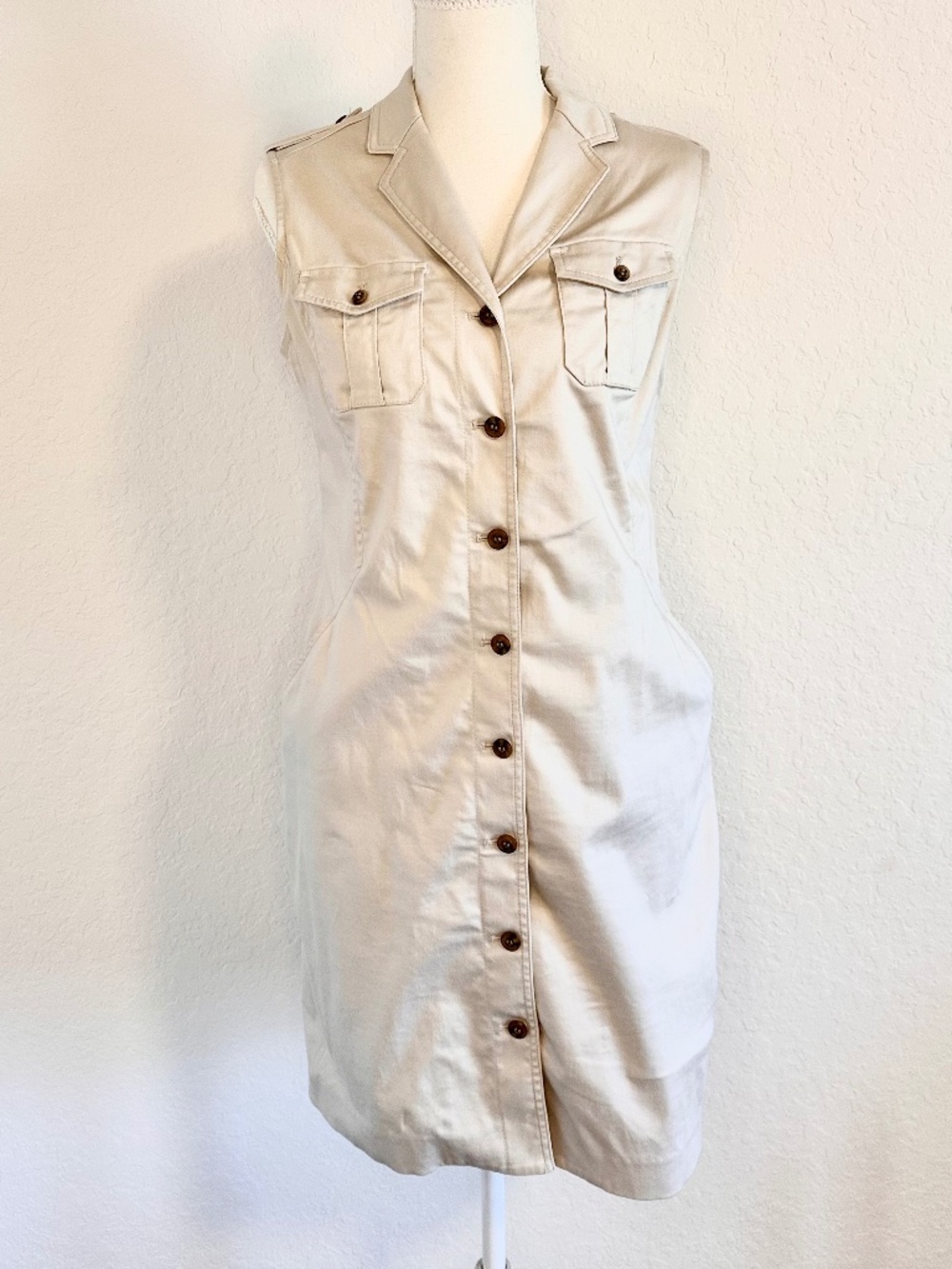 Jones New York, Sleeveless Cargo-Style Dress Khaki, Size 8P